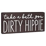 Bella Rosa Home Take a Bath You Dirty Hippie Sign - Boho Bathroom Decor - Funny Modern Farmhouse...