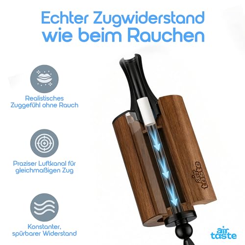 Airtaste® Rauchentwöhnung Atemkette mit mehr Widerstand – Raucherentwöhnung Hilfsmittel zum Rauchen aufhören – 9 Filter mit 1 Monat Vorrat – Atemkette mit Geschmack für bewusste Umstellung (Schwarz)
