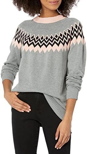 Cable Stitch Women's Fair Isle Sweater Heather Grey X-Small