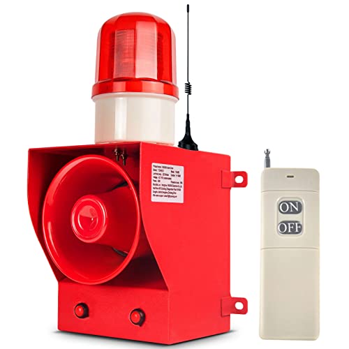 Y DIANS S Remote Control Alarm Siren 500m 0-130dB Horn 12 Tones Adjustable, 45W High Power for Noisy Environment Emergency Alarm Range of 100-150 Meters - Fire Tornado Alarm AC100-120V