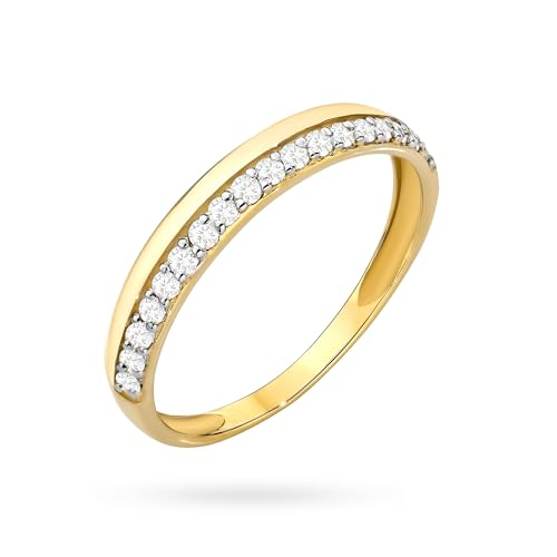MARKO Bague en or 8 et 14 carats avec zircone – Élégante bague pour femme en or véritable pour femme comme bague de fiançailles, bague de mariage et...