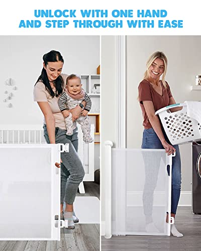 Retractable Baby Gate - Extra Wide Kids Or Pets Gate With Double Locking Mechanism, 33" Tall, Extends To 55" Wide, Pvc Mesh Safety Dog Gate For Stairs, Indoor, Outdoor, Doorways, Hallways, Deck #TOP1