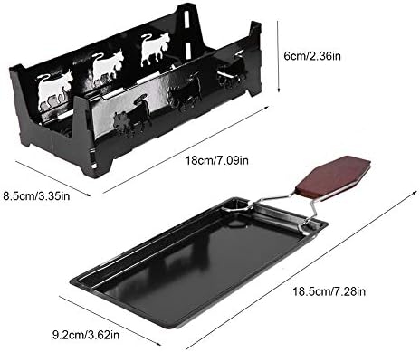Non-Stick Cheese Melter Raclette Cheese, Portable Cheese Rotaster Raclette Machine with Spatula and Foldable Handle, Black