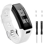 METEQI Correa Compatible con Garmin Vivosmart HR, Accesorios Correa de Reloj de Silicona Suave Ajustable Reemplazo diseñado para Garmin Vivosmart HR (Blanco)