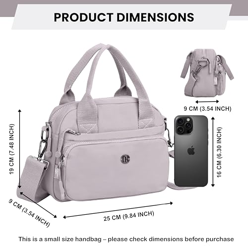 Image of TS WITH TECHSUN Small Women Crossbody Sling Bag Handbag for Travel Office Use, Water Resistant Nylon Shoulder Purse, Adjustable Strap Multipocket Organizer (25(L) X 19(H) X 9(W) CM)