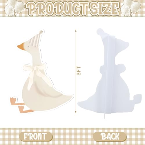 Image of Croblissful One Silly Goose Party Decorations 1st Birthday Backdrop Duck Animal Background Prop for Birthday Baby Shower Party Supplies(Beige,Goose)