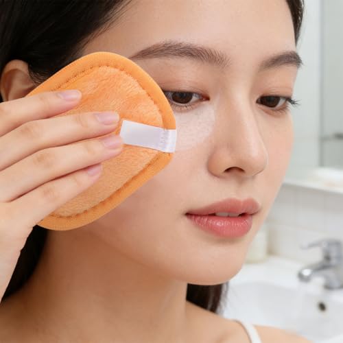 ROMISBABA 15pcs Washable Makeup Remover Pads for Women, Double Layer Soft Fiber Face Towels with Laundry Bag, Portable Deep Cleansing Facial Cloths for Travel and Business Trips, Orange, - Image 7