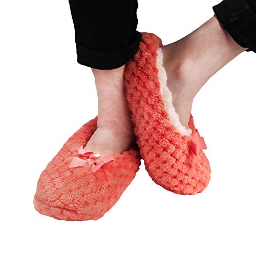 Image of BambooMN Women's Stripe Patterned Non-Slip Lined Travel Home Slippers - 2 Pairs