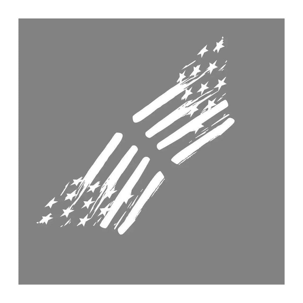Pickup Rear Trunk Bed Side Stickers Truck Graphics American Flag Decor Cover Vinyl Decals(White)