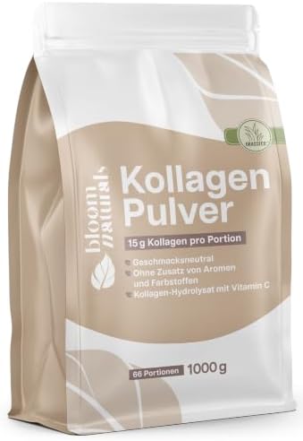 Grasgefüttertes Collagen Pulver – 1 kg (1000g) Peptide Typ 1 & 3 | Kollagenhydrolysat, geschmackslos – produziert in Deutschland, laborgeprüft