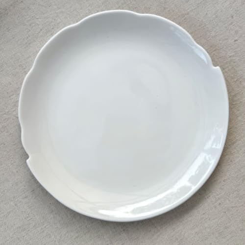 Image of GOLDEN QUEEN'S Handcrafted Dinner Plates: Set of 2 | Perfect for Hosting and Daily Meals | Microwave Safe Plates | 10.5 inch | Serves 2 - Petal White Dinner Plates