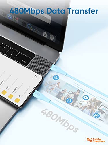 Cablecreation Usb C Charger Cable 6Ft/60W, Soft Silicone Usb C To Usb C Cable, Usb Type C To Type C Cable Fast Charging For Galaxy S22/S21, Ipad Mini 6/Air 4, Macbook Pro/Air, Pixel, Etc, Blue #TOP4