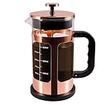 RealPero French Press Coffee Tea Maker， Upgrade Heat Cold Resistant Thickened Glass with 4 Level Stainless Steel Filtration System Brew Coffee & Tea， BPA Free, Large 1000ml 34oz,Rose Gold