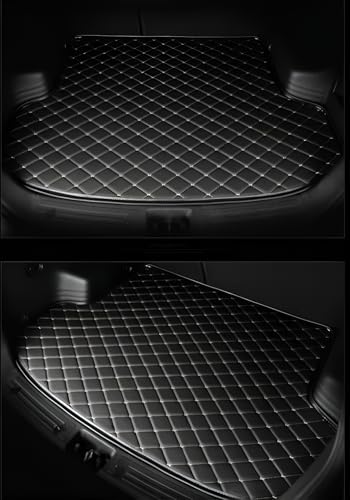 Image of MATRRA Compatible with Volkswagen Vento Custom Fitted Car Trunk /Boot Mat /Dicky Base Leather Car Trunk Mat Complete Set- Waterproof and Washable | Double Layer Mat | Color: Black-Black