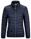 Outdoor Ventures Womens Winter Lightweight Jacket Warm Short Packable Puffer Jacket Transitional Padded Jacket Quilted Jacket for Ladies Lined for Hiking Travel, Deep Blue XL