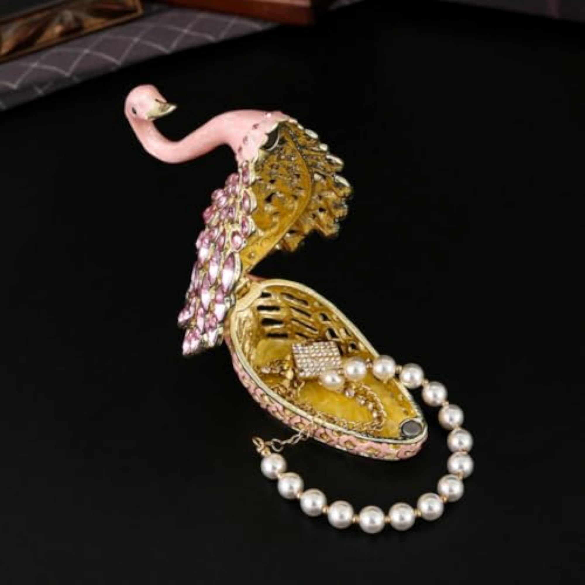 Swan Jewelry Box with Layered Feathers, Decorative