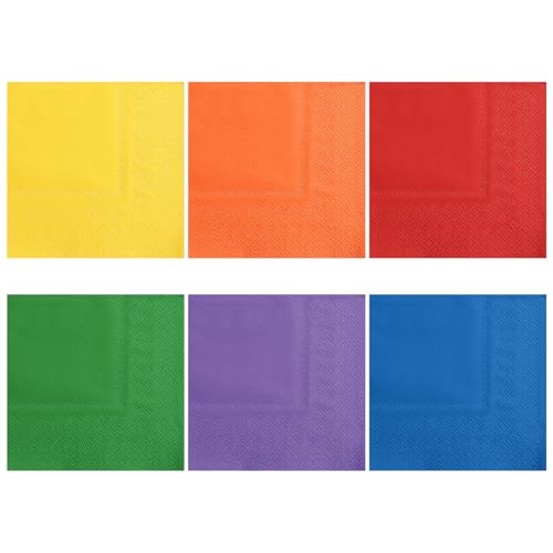 NatNarr 120 Pcs Rainbow Napkins Gradient Colorful Cocktail Napkins 2-Ply Birthday Party Napkin Dessert Neon Luncheon Paper Napkin for Mardi Gras Birthday Party Decoration