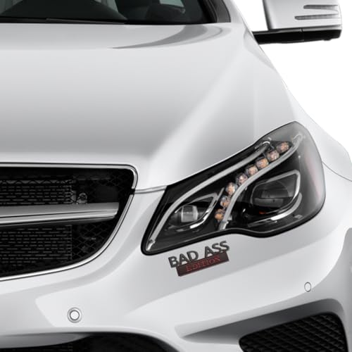 Image of Car Bad Ass Edition Emblem, 3D Fender Badge Auto Sticker with 3M Adhesive, Vehicle Exterior Decal Accessories for Tailgate Front Grille Hood Trunk, Universal for RV, SUV, Truck (Black /Red)