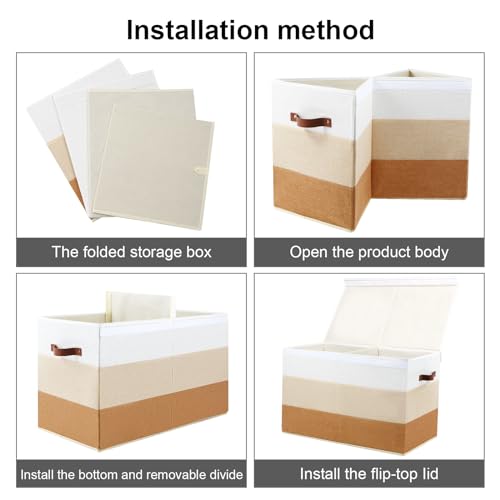 Image of Mayniu Large Toy Box Chest with Divider, Sturdy Toy Storage Bin Organizer Baskets with Lid for Kids, Boys, Girls, Nursery, Living Room, Bedroom, Playroom, Closet, 25 inchx13 inch x16 inch(Gradient Brown)