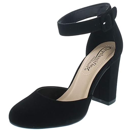City Classified Comfort Nola Women's Closed Toe Ankle Strap Block Heel, Black Nb*, 7