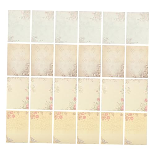 HORIALENCE 40 Sheets 便箋 封筒なし ヴィンテージ花柄 文房具 書き初め用 おしゃれ 手紙用紙 プレミアム素材 長持ち クラフト紙 感情表現に適した