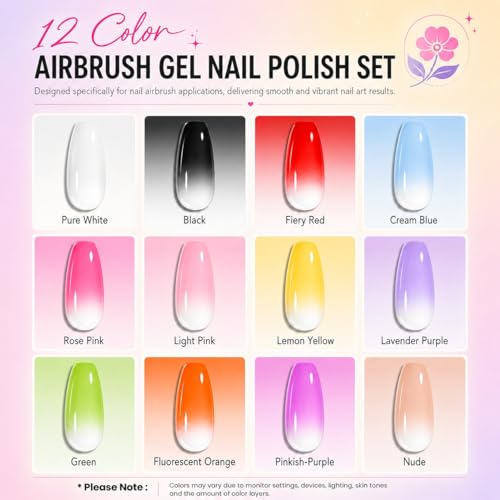 Set de 12 esmaltes en gel Airbrush 15ml cada uno miniatura 3