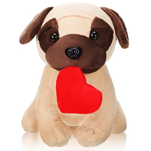 Skylety 10 Pouces Chien en Peluche Saint-Valentin Chien en Peluche Doux Mignon Saint-Valentin Poupées Chien en Peluche Tenant Coeur Amour Saint-Valentin pour Anniversaire (Chien Shar Pei)