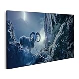 islandburner Bild auf Leinwand Steinbock im mystischen Berglicht für Wohnzimmer Naturfreunde Naturkostladen Bilder Wandbilder Poster