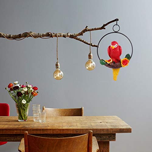 Hemoton Parrot Hanging Statue Bird Ring Perch Resin Sculpture For Patio Garden Lawn Window Tree Home Decor Christmas Decoration Macaw Model Pendant Red #TOP6