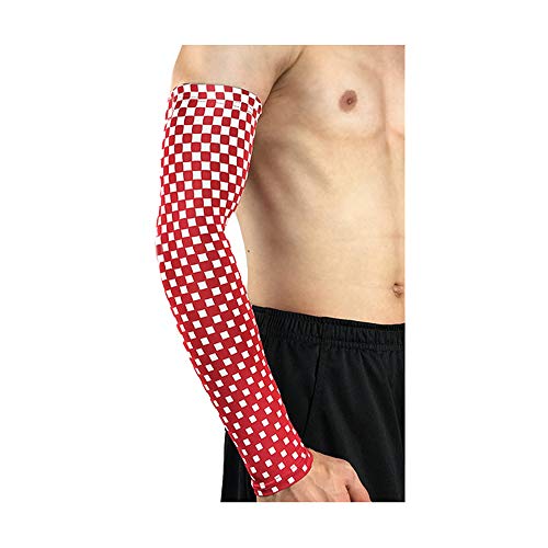Manches compression basket BaronHong rouge L protection UV plaid