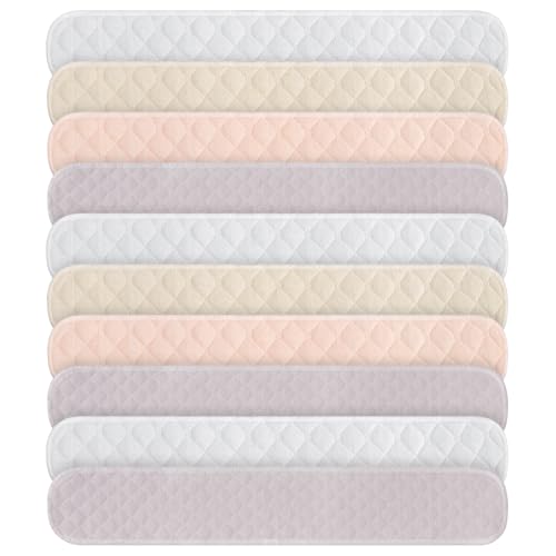 Toulite 10 Pcs Cotton Bra Liners Boob Sweat Pads 3 Layer Rectangle Under Bra Pads Sweat Liners for Women Sweating Supplies(Medium,Beige, Gray, Pink, White)