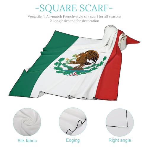 Flag of Mexico Silk Head Scarf Women's Fashion Lightweight Square Scarfs Bandanas Breathable Soft Neck Head Scarves For Travel Handbags Scarf4