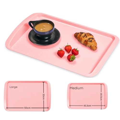 BuzzTrove Serving Trays | Durable Plastic Tea Tray & Dinner Tray | Trays for Eating on Lap, Food Serving & Snacks | Dishwasher Safe, Stackable| 12-Month Guarantee | STMP