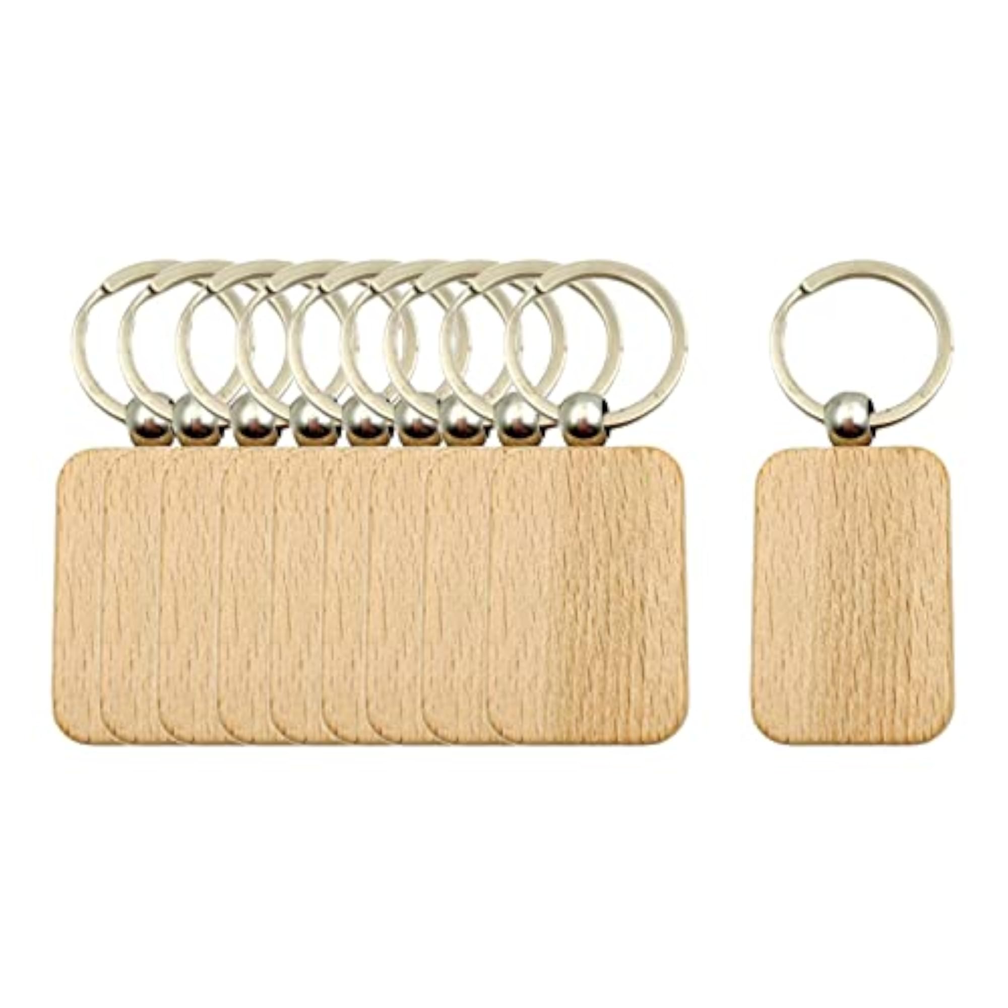 10Pcs Blanks Wooden Key Chain DIY Keychains