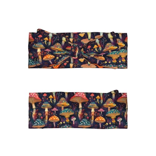 Colorful Mushrooms Print Baby Girl Bows Headbands Baby Girls Newborn Headbands Infant Toddlers 0-6 Months2