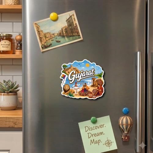 Image of Decorative Fridge Magnet Sticker for Refrigerator | Strong Magnetic Fridge Decor for Kitchen | Reusable Refrigerator Magnet for Home & Office, AG FM GUJRAT
