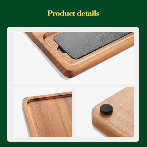 Tabla de cortar y servir de madera acacia con pizarra natural miniatura 7