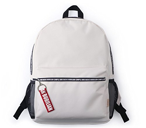 [バビリアン] Zipper Point Backpack リュックバッグバックパック大容量旅行通学遠足ユニセックスバッグ多機能バッグ（海外直送品） (cream&black)
