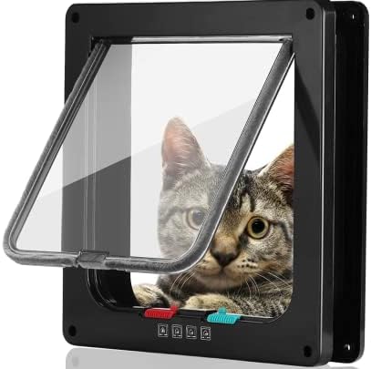 Pet Door for Cats and Dogs 4-Way Locking Extra Large Cat Door for Indoor Outdoor Doors
