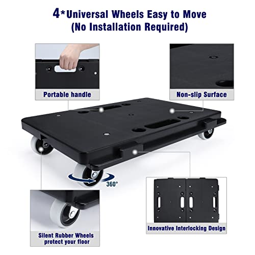 Insdawn Furniture Dolly,Moving Dolly Furniture Mover 4 Wheels Heavy Duty Small Flat Dolly Cart Portable Dollies With Wheels 2 Pack,16.3 X 11.4 Inch 500 Lbs Capacity Each Count, Black #TOP1