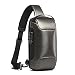 OZUKO Sac à Bandoulière Homme, Anti-Vol Sling Épaule Casual Sling Bag Affaires Sacoche Sac à Poitrine avec Chargement USB (gris)