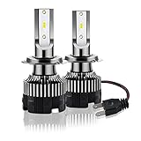 Kairiyard H7 LED Headlight Bulbs, 55W 9000LM CSP Chips 300% Brighter H7 High Low Beam LED Bulb with Fan, 6000K White Plug and Play, Pack of 2