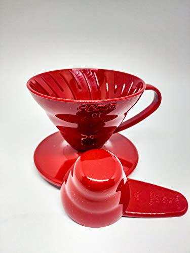 Kit Coador Hario V60 01 Vermelho +Espumador Marrom + Balança