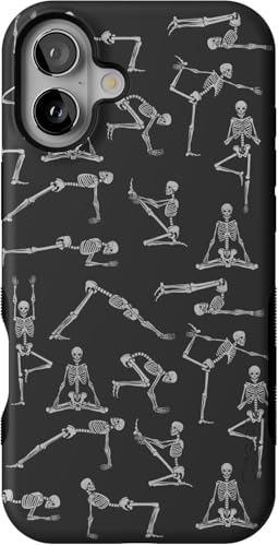 Casely iPhone 16 Plus Case | Corpse Pose | Skeleton Yoga | Bold Protective Design | Compatible with MagSafe