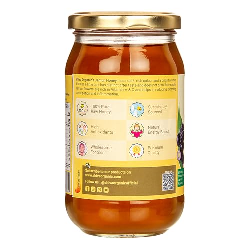 Image of Shiva Organic Jamun Honey 1 KG | NMR Tested |100% Natural Healthy and Pure Honey | No Added Sugar Flavour Unadulterated Sourced ethically from Jamun flowers