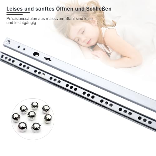8 Stück(4 Paar) Schubladenschienen, 310mm 17mm Nut Schienen für Schubladen, Schubladenauszug mit Schrauben, Schubladen Schienensystem für Schränke Lagerschränke Schubladen