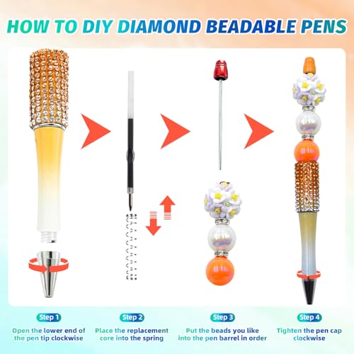 Image of 150 Pcs DIY Diamond Beadable Pen Kit - 50 Plastic Rhinestone Beaded Pens Bulk with Refills & Bags - Fancy Cute Glitter Pens for Crafting, Students & Teachers - School Supplies (Gradient)