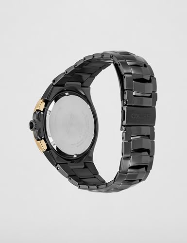 Image of Seiko Analog Black Dial Men's Watch-SSC573P1 Stainless Steel, Black Strap