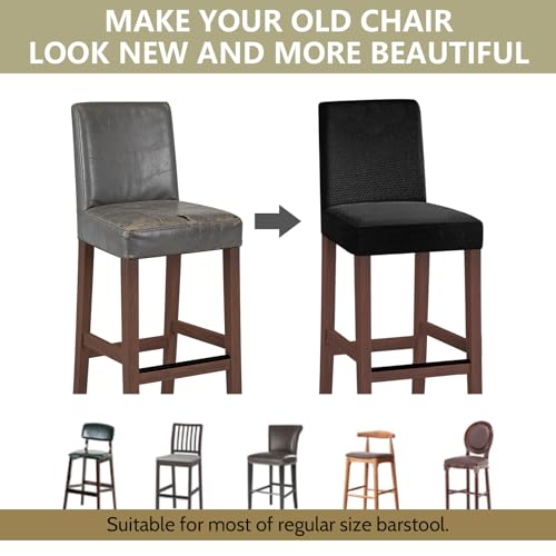 Image of Bar Stool Covers Counter Chair Slipcovers Set of 2,Black