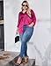 IN'VOLAND Womens Plus Size Satin Blouse Button Down Shirts Casual V Neck Long Sleeve Office Work Tops Rose Red